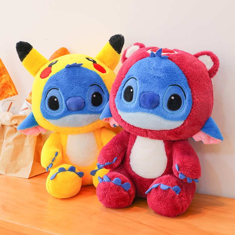 Giant Size Plush Stitch Pikachu Doll  Soft Stuffed Animal Pillow, Strawberry Bear Plush Toys, Perfect Gift for All Ages