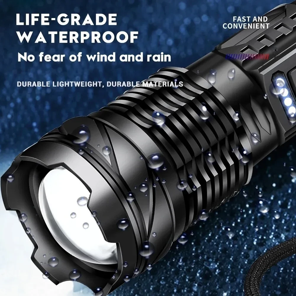 Outdoor lighting white laser flashlight with cob warning side work light