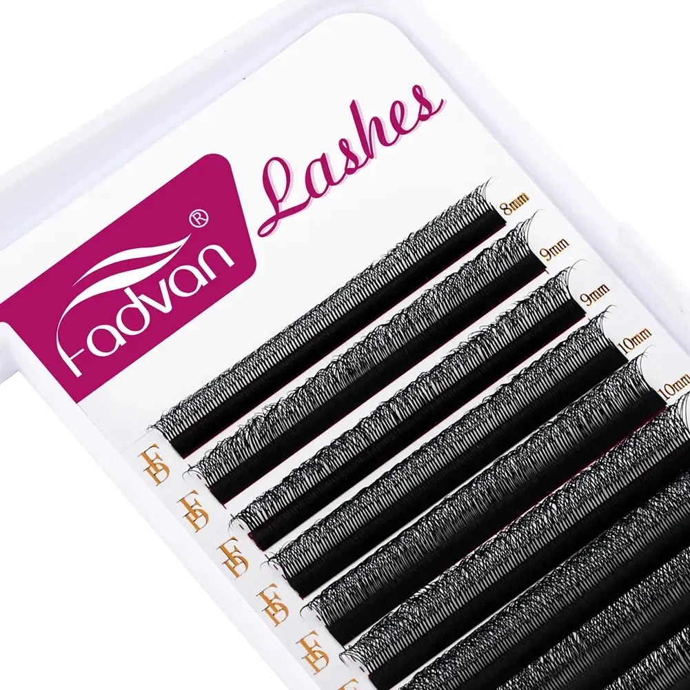Curl: D, Length: 9mm - Fadvan 4D W In Shape Eyelash Extension Premade Volume Fans Soft Style Mink Easy To Embellish Natural False Eyelashes
