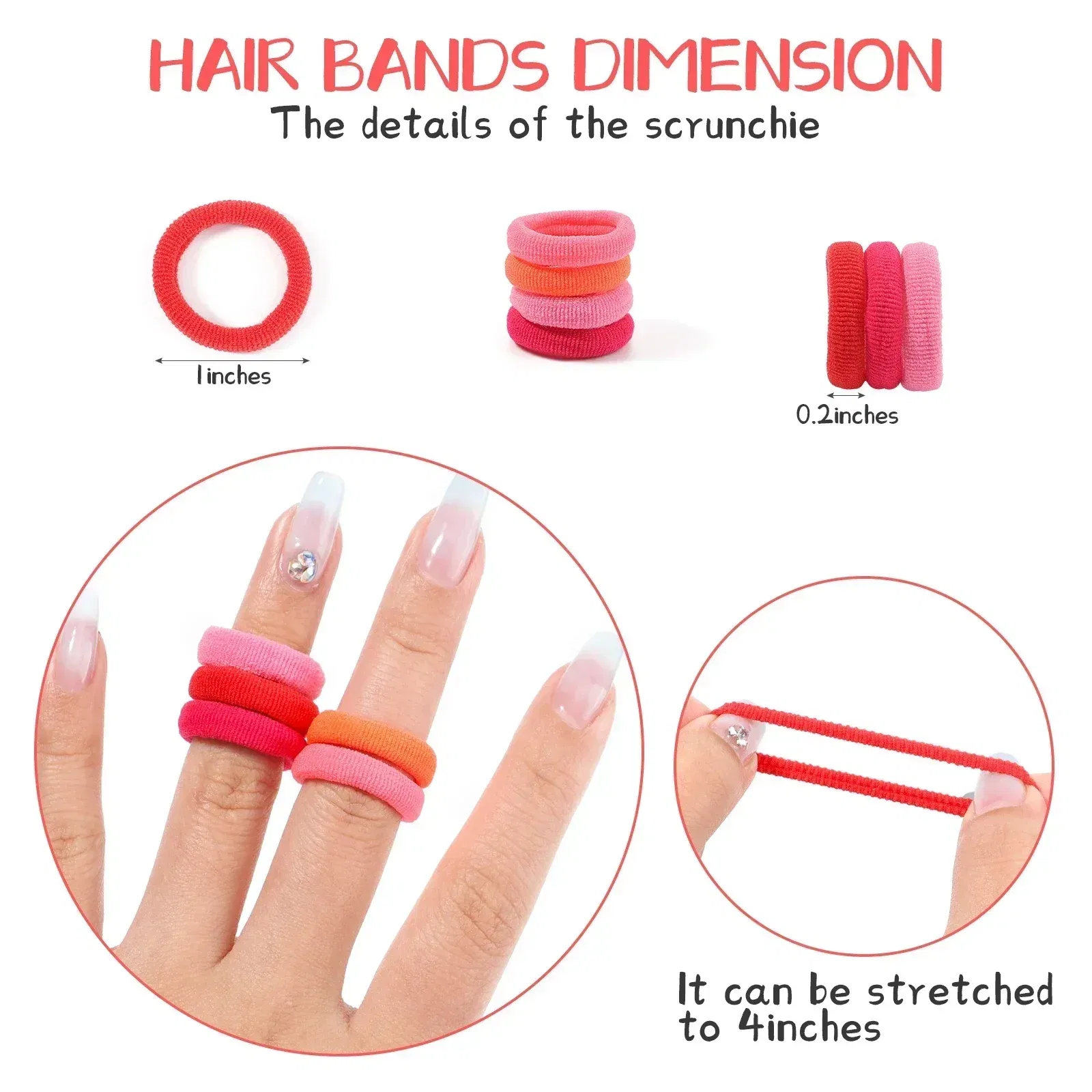 Color: Gold - 100PCS Colorful Basic Nylon Ealstic Hair Ties for Girls Ponytail Hold Scrunchie Rubber Band Kid Fashion Hair Accessories