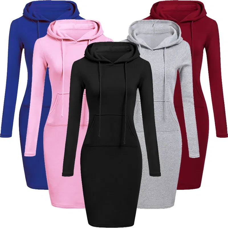 Color: Blue, Size: XL - Ladies Dress Autumn Women Hooded Dresses Hoodies Women Sweatshirts Women Hoodies Dress Tops Ladies Clothing