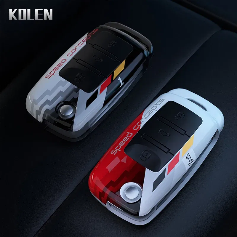 Color Name: army green - ABS Car Folding Key Case Cover Shell For Volkswagen VW Polo Golf Passat Beetle Caddy Tiguan Skoda Octavia Kodiaq Seat Leon Altea