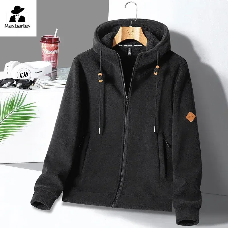 Color: PURPLE, Size: 4XL - Winter Warm Cashmere Jacket Mens High-end Ski Fleece Iined Thickened Hoodie Coat Casual Womens Outdoor Camping Cold-proof Jacket