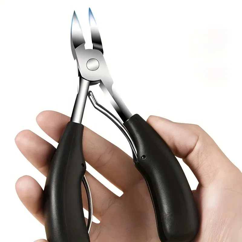 Color: black - Professional Grade Concave Stainless Steel Nail Clippers for Thick Nails and Ingrown Toenails Sharp Curved Blade for Easy Trimmi