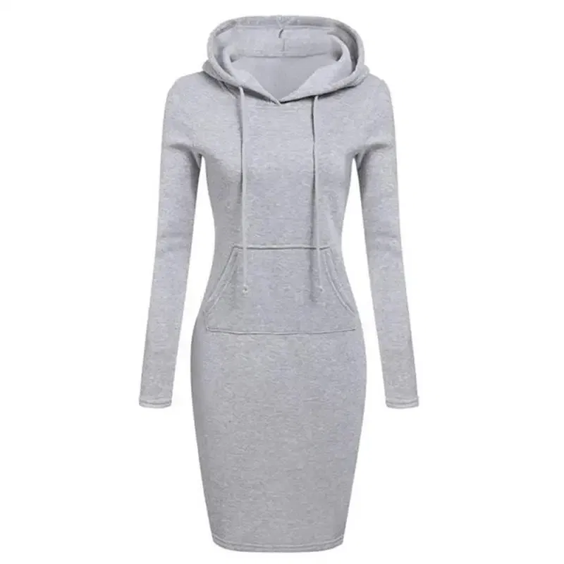 Color: Gold, Size: XXL - Ladies Dress Autumn Women Hooded Dresses Hoodies Women Sweatshirts Women Hoodies Dress Tops Ladies Clothing