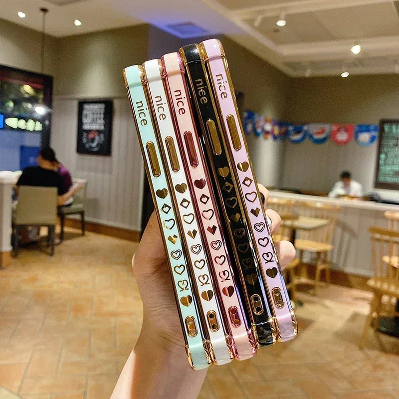 Color: MULTI, Compatible-Phone Models: For iPhone 15 Pro, Ships From: CN - Electroplating Side Love Heart Phone Case For IPhone 16 15 14 13 12 11 Pro Max XR 8 Plus SE2/SE3 Shockproof Back Cover