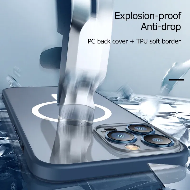 Color: Red, Material: Plastic - Magsafe Magnetic For IPhone 15 Promax Phone Case For iPhon 11 12 13 14 15 Pro Max Plus Lens Glass Ring Protection Silicone Cover