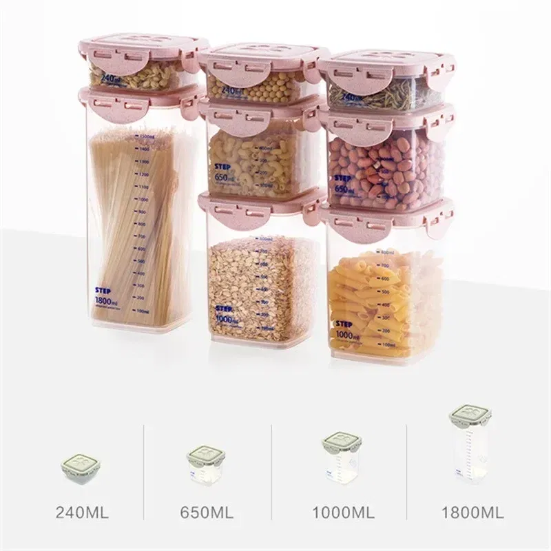 Color: DARK GRAY - WBBOOMING Healthy Plastic Box Food Storage Box Storage Tank Airtight Plastic Containers Sealed Cans For Coarse Cereals Grains
