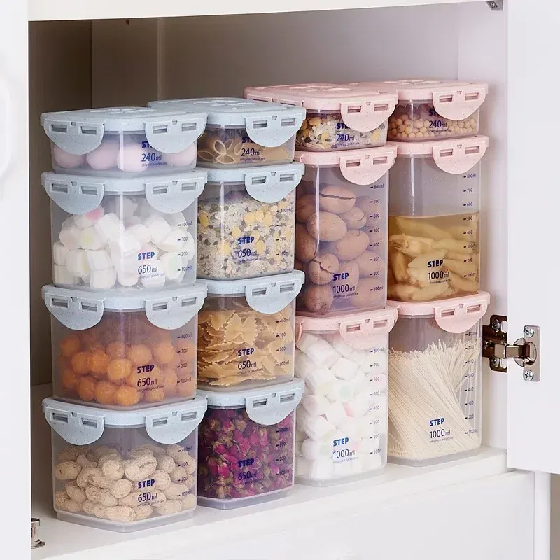 Color: DARK GRAY - WBBOOMING Healthy Plastic Box Food Storage Box Storage Tank Airtight Plastic Containers Sealed Cans For Coarse Cereals Grains
