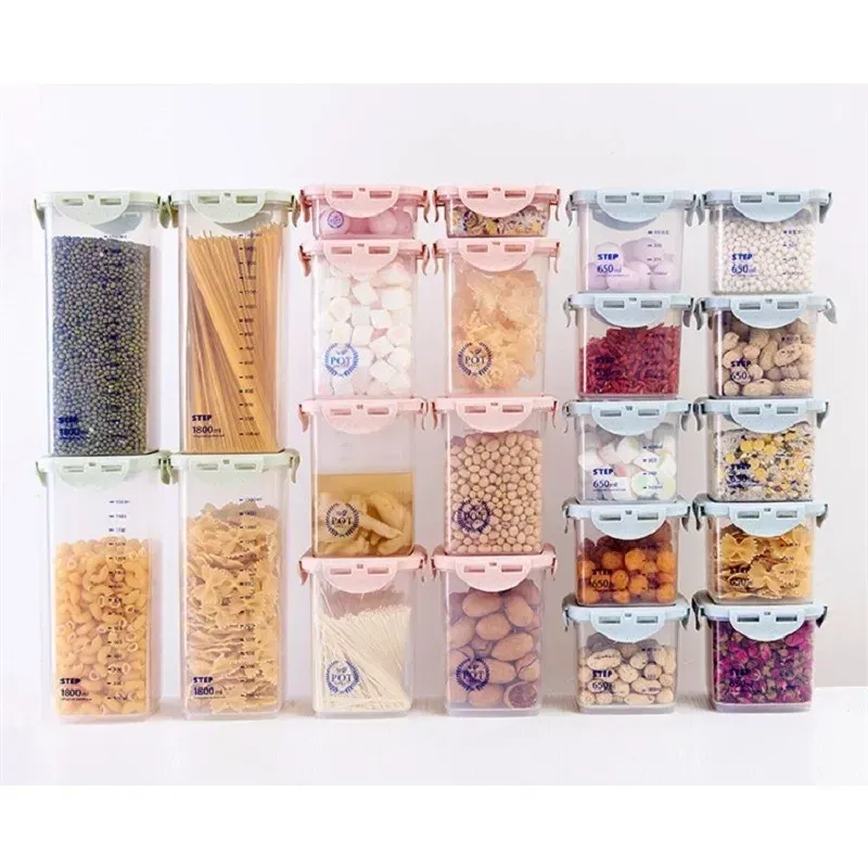 Color: DARK GRAY - WBBOOMING Healthy Plastic Box Food Storage Box Storage Tank Airtight Plastic Containers Sealed Cans For Coarse Cereals Grains