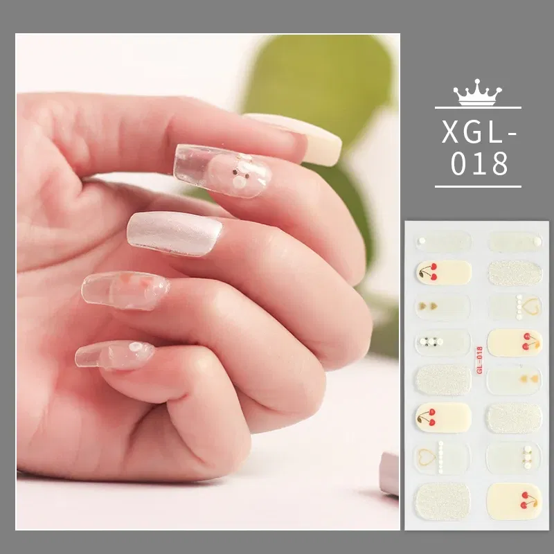 Color: Pink - Shiny New Year Nail Sticker Self Adhesive Decor Sticker Nail Wraps Glitter Nail Polish Sticker Waterproof Christmas Nail Sticker