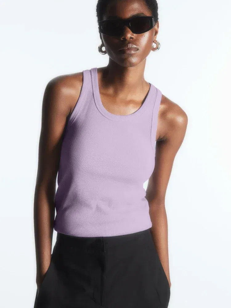 Color: GRAY, Size: M - Women's Tees Sleeveless 100% Cotton Tops Summer O Neck Tanks & Camis Vest Slim Solid Sexy Crop Tops for Women Fashion