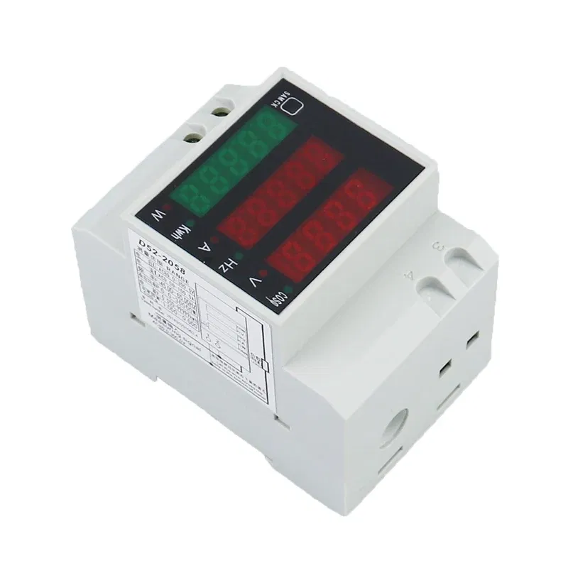 Color: Brown, Ships From: CHINA - D52-2058 Wattmeter Din rail Volt current Meter Power Factor digital meter AC80-300V multi-function  kwh Hz meter 0-100A
