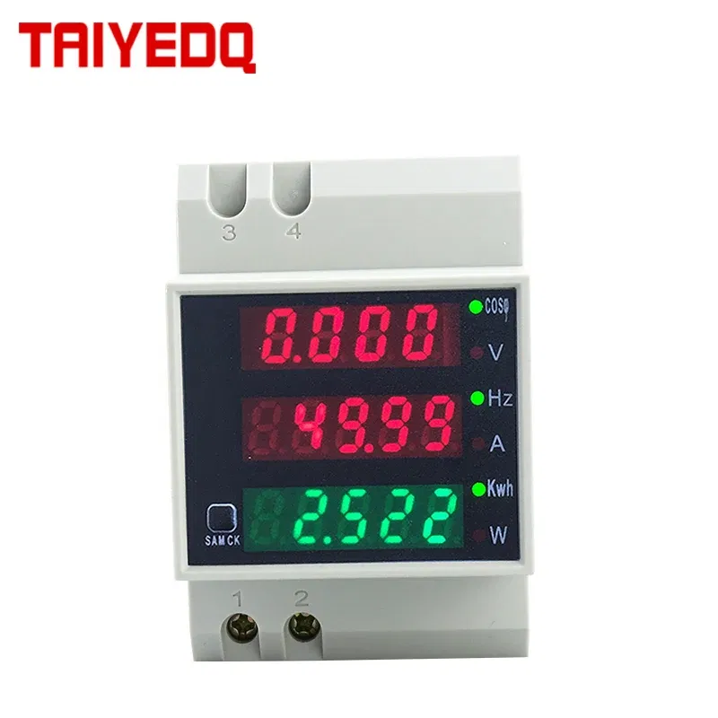 Color: Brown, Ships From: CHINA - D52-2058 Wattmeter Din rail Volt current Meter Power Factor digital meter AC80-300V multi-function  kwh Hz meter 0-100A