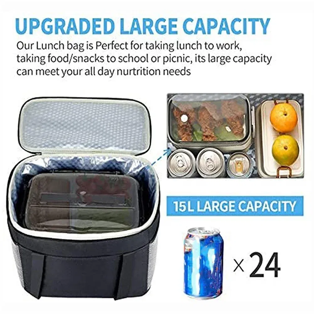 Color: Beige - Thermal Bag Portable Lunch Bags Insulated Cooler Bag Food Bento Bags Printing Gold Letter Series Travel Picnic Storage Ice Bags
