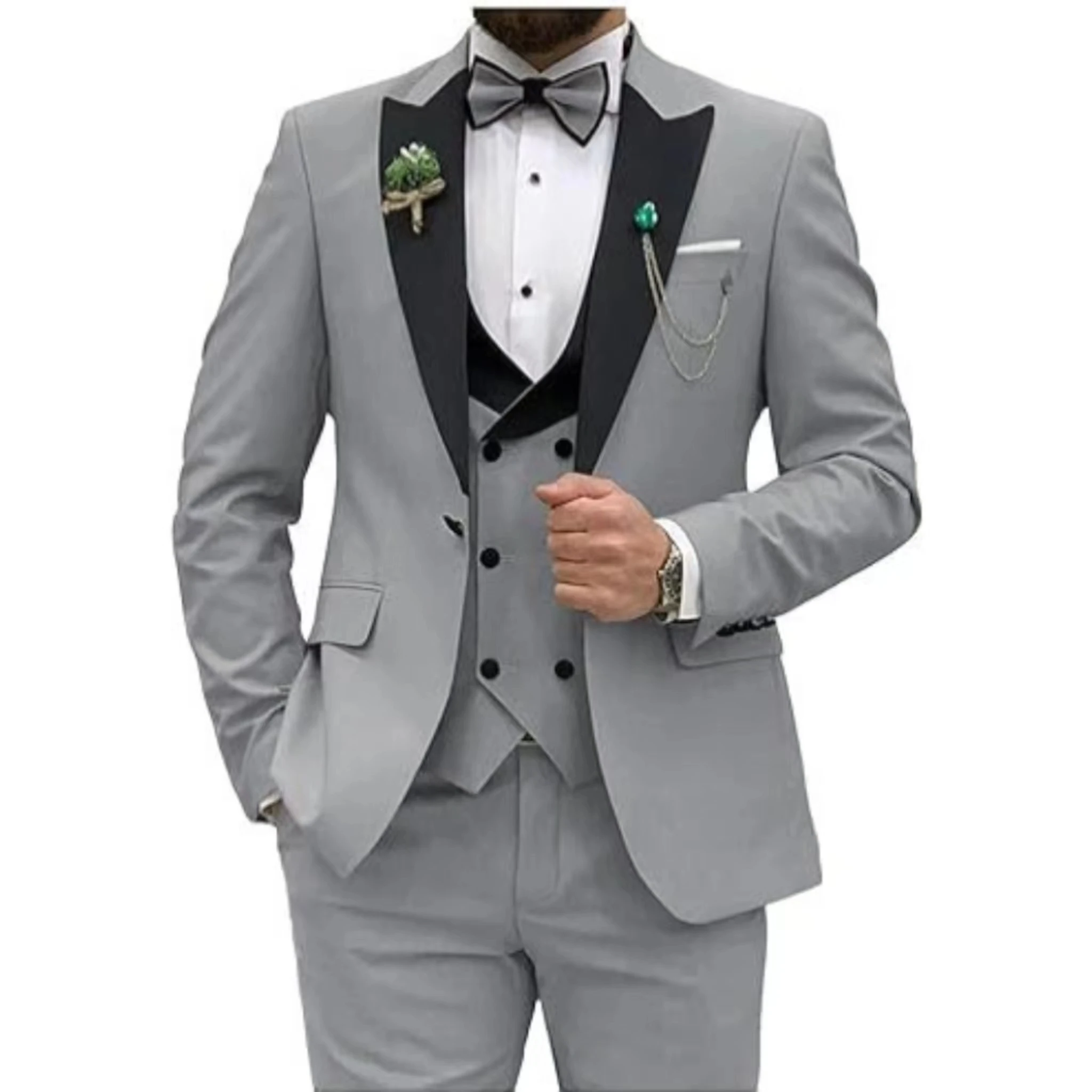 Color: Blue, Size: XS - Men Suit Colorful Luxury Blazer Vest And Pant Sets 3 Piece Birthday Dress Business  Prom Evening Party Costumes High Quality