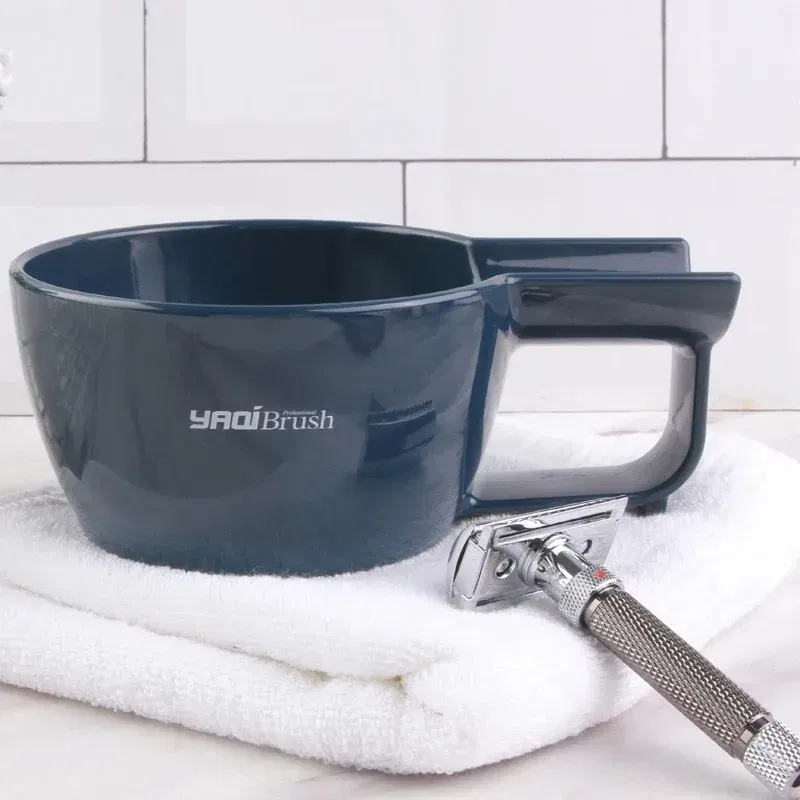 Color: WHITE - Yaqi High Quality Dark Blue Color Plastic Shaving Bowl For Men Shaving Brush