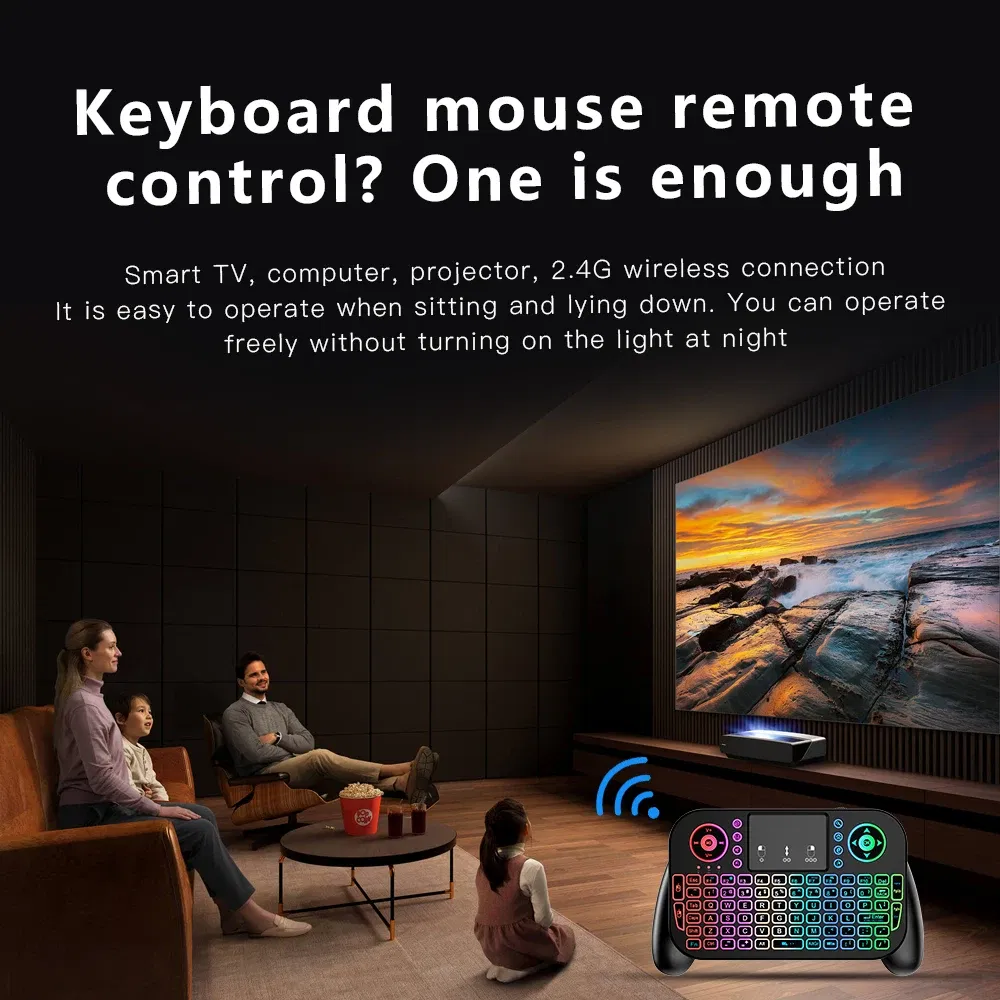 Axis Body: blue switch, Color: Olive - Mini Wireless Keyboard V8 7 Backlit 2.4G Bluetooth Air Mouse Remote Control Touchpad for Android TV Box