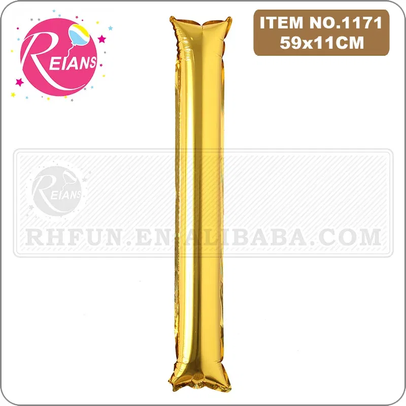 Color: Light Grey, Shape: X - 2pcs/lot Inflatable Balloon Stick Clapper Cheer leading Cheering Party Noise Make Aluminum foil multicolor inflatable Balloon
