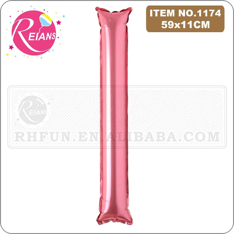 Color: Light Grey, Shape: X - 2pcs/lot Inflatable Balloon Stick Clapper Cheer leading Cheering Party Noise Make Aluminum foil multicolor inflatable Balloon