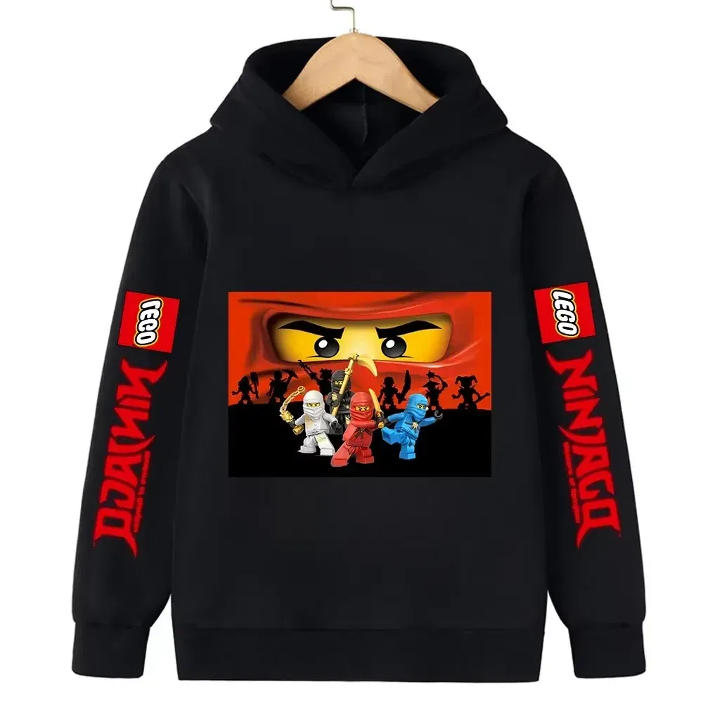 Color: army green, Kid Size: 18M - Lego Phantom Ninja Cartoon Children's Hooded Hoodies Casual Sports Sweatshirt 3-13 Year Old Boy Kid Baby Girls Clothes Pullover