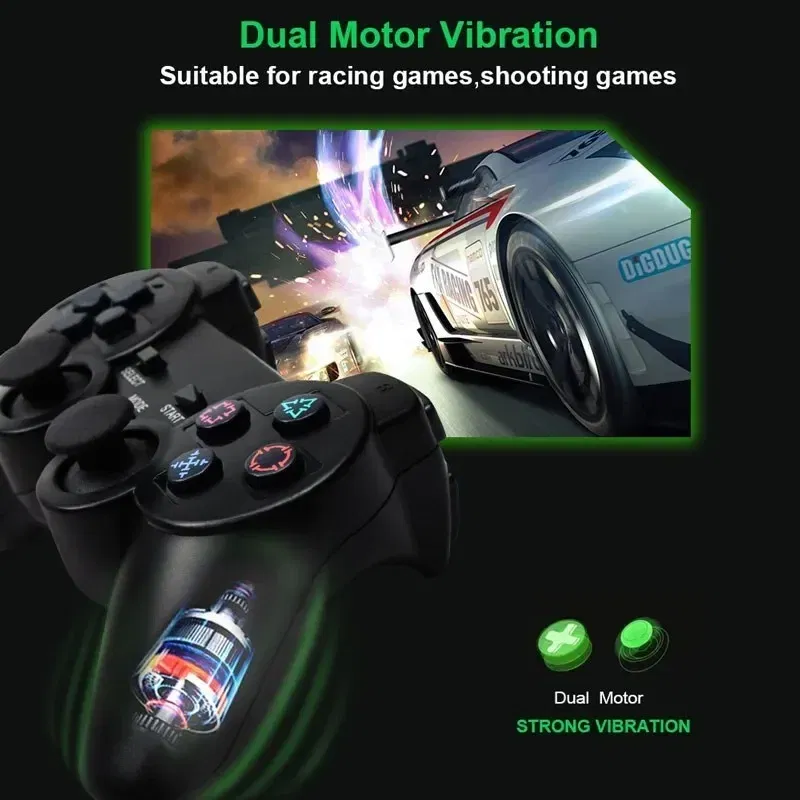 Color: Red - Wireless Gamepad for Sony PS2 Controller for Playstation 2 Console Joystick 2.4G Double Vibration Shock Joypad USB PC Game