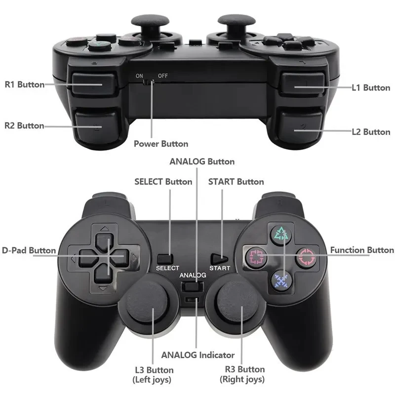 Color: Red - Wireless Gamepad for Sony PS2 Controller for Playstation 2 Console Joystick 2.4G Double Vibration Shock Joypad USB PC Game