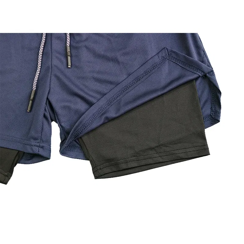 Color: Sky blue, Size: M - Men's Double Layer Fitness Shorts Drawstring Mesh Lining Elastic Waist Breathable Quick Dry to Beach Pool Summer Male
