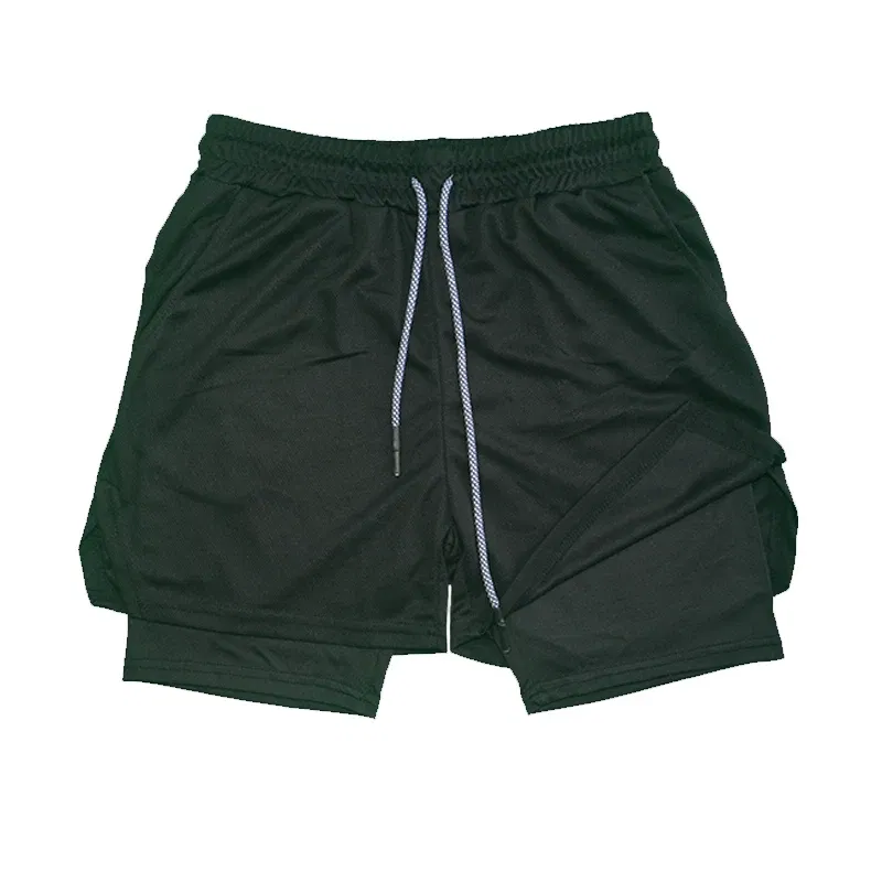 Color: Sky blue, Size: M - Men's Double Layer Fitness Shorts Drawstring Mesh Lining Elastic Waist Breathable Quick Dry to Beach Pool Summer Male