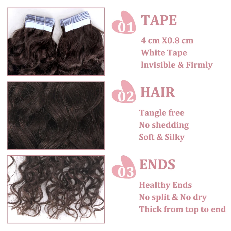 Color: P6/27, Length: 20 INCHES, Items per Package: 20 pcs - Water Wave Tape in Human Hair Extensions 2g/pcs Dark Brown Real Human Hair Adhesive Invisible Keratin Hair Extensions for Women
