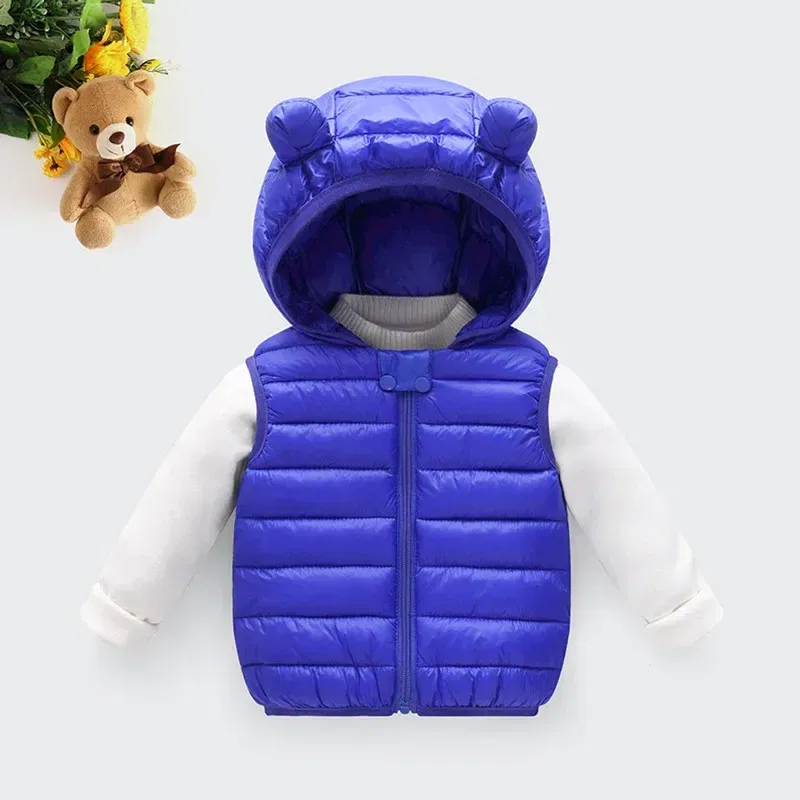 Color: Orange, Kid Size: 5T - Baby Boys Girl Warm Down Vest Toddler Cotton Waistcoat Children Autumn and Winter Clothes Kids Hooded Jackets 1-6 Years Old
