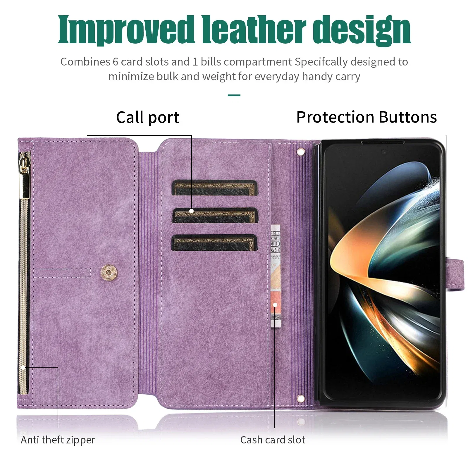 Color: Brown, Material: ABS - Crossbody Wallet Phone Case for Samsung Galaxy Z Fold 6 5 4 3 Fold5 Fold4 Fold6 5G Card Holder Stand Lanyard Flip Leather Cover