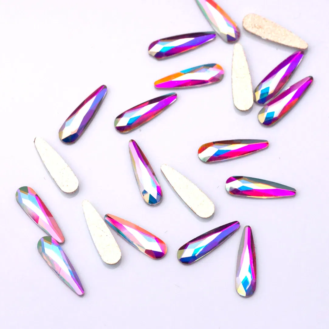 Color: Dark Navy - Top Quality Crystal Raindrop Shape 20pcs/Pack Non Hotfix Nail Art Rhinestone Super Bright Glass Strass 3D Nail Art Decoration