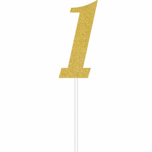 Cake Topper Number 1 Gold Glittered