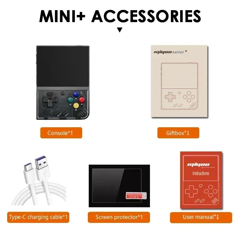 Color: Rose Gold, Bundle: Bundle 1 - MIYOO Mini Plus Portable Retro Handheld Game Console V2 Mini+ IPS Screen Classic Video Game Console Linux System Children's Gift