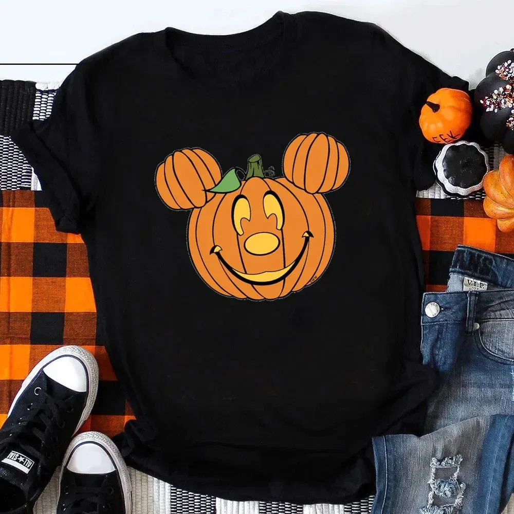 Color: Brown, Kid Size: 4T - Funny Mickey Minnie Mummy Print Disney Children Cotton T Shirts Trick Treat Fashion Halloween Cute Kid Clothes Girls Streetwear