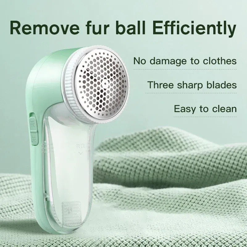 Color: Army Green - Household Clothes Shaver Fabric Lint Remover Fuzz Electric Fluff Portable Brush Blade Professional Rechargeable Fur Ball Trimmer