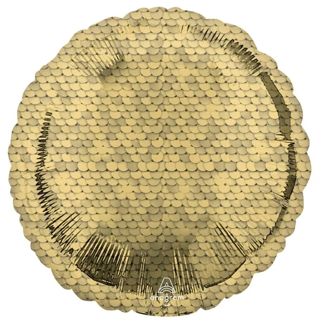 Foil Balloon - STD HX Glitter Gold Sequins (45cm)