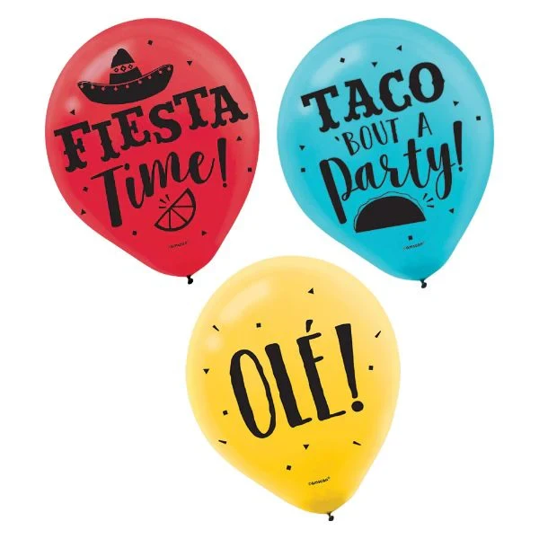 Balloon - Fiesta 12" / 30cm Assorted Latex Balloons (Pack of 15)