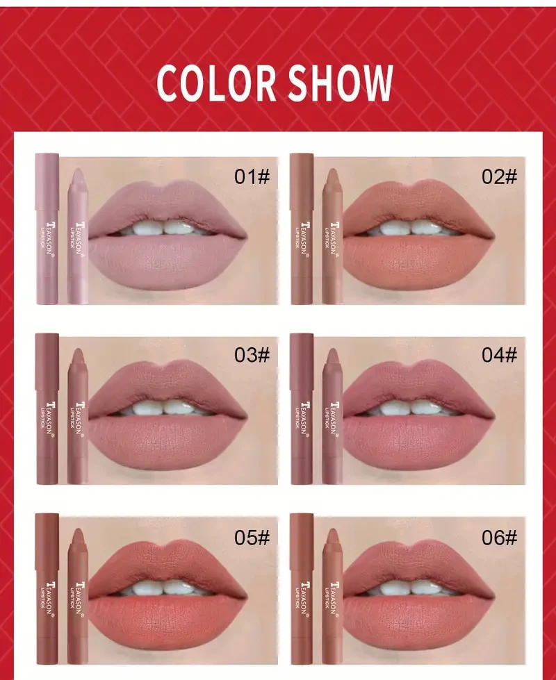12 Colors Matte Moisturizing Lipstick Crayons
