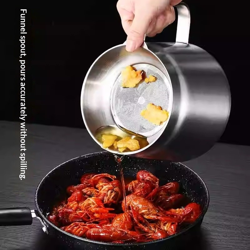 2-in-1 304 Stainless Steel Multifunctional Oil Strainer Pot