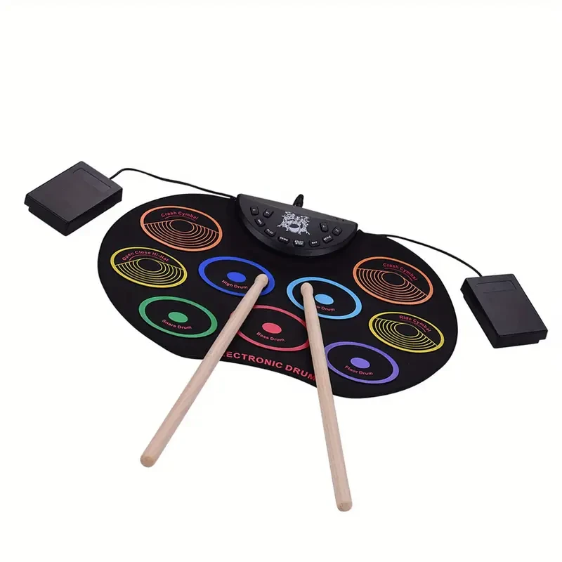 Lixada Compact Roll-Up Drum Set - 9 Silicon Drum Pads