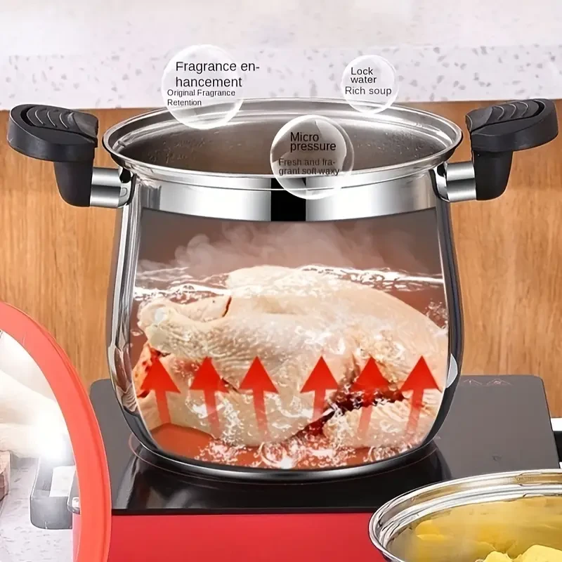 Premium 304 Stainless Steel Pressure Cooker - Non-Stick PREMIUM 304 STAINLESS STEEL PRESSURE COOKER - NON-STICK Large Capacity Soup
