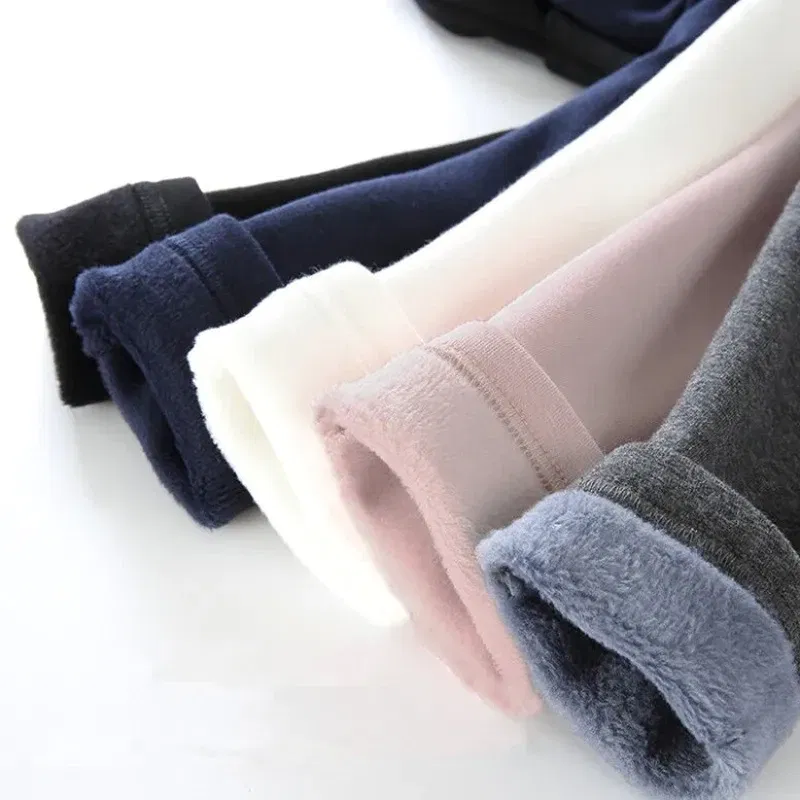 Color: Blue, Kid Size: 2T - 2024 Girls' Pants Children's Winter Thickened Warm Pants Warm Elastic Pink Navy Blue Underpants Boys' Pants