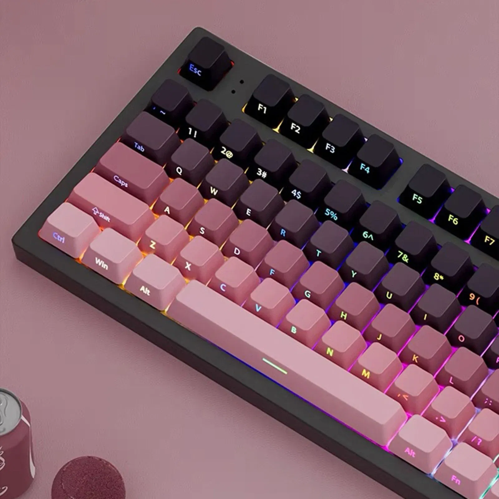 Color: Rust Red - Gradient Keycaps Side Printed Shine Through PBT Double Shot OEM Profile for MX Switches Gaming Keyboard 130+key caps