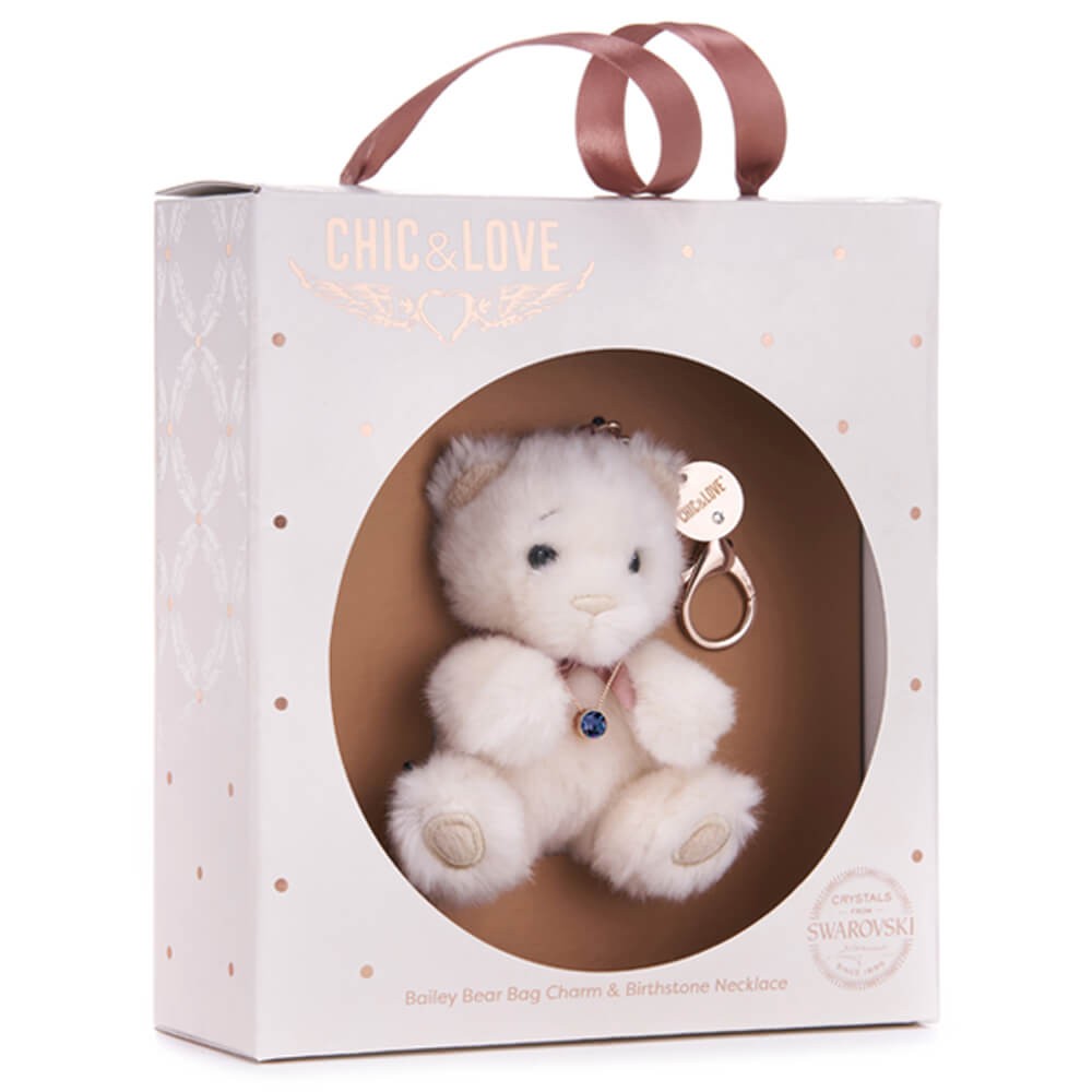 Bailey Bear Bag Charm & Birthstone Necklace - September