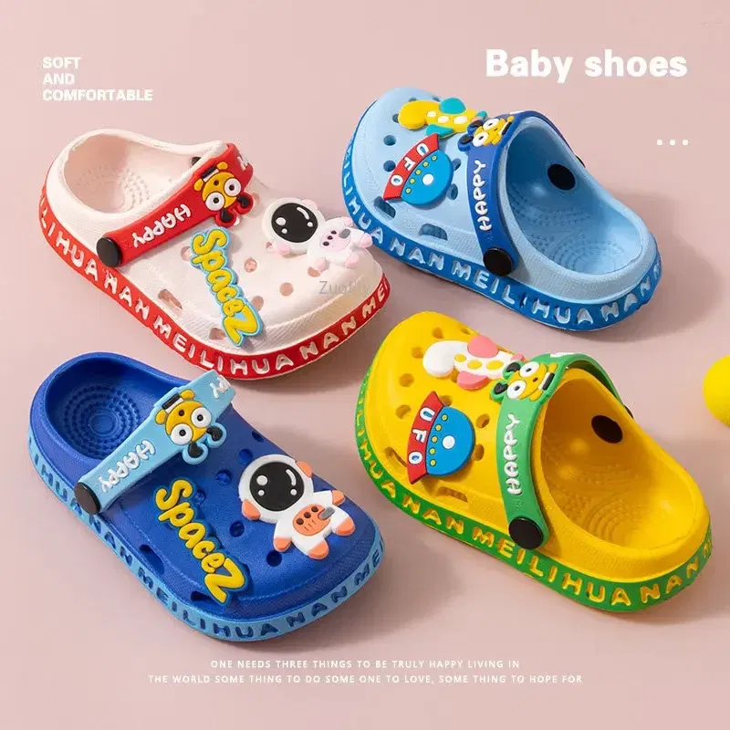 Color: Pink, Shoe Size: 2 - Children Garden Shoes Cute EVA Cartoon Beach Sandals Babies Summer Slippers High Quality Soft Kids Outdoor Slippers Flip Shoes