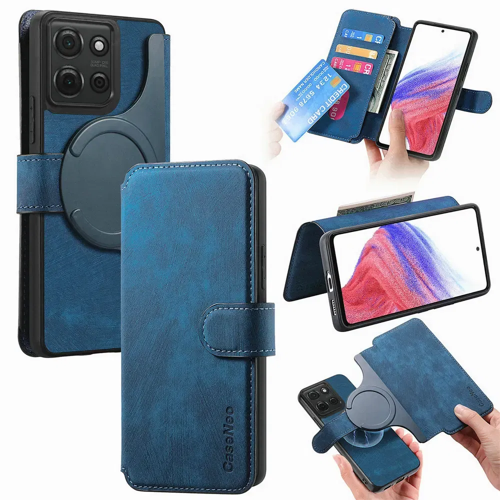Color: Pink, Material: Neoprene - For Motorola Edge 50 Neo 60 Fusion 5G Luxury Case Leather Wallet Card Capa Moto Edge 60 Pro Case Edge50 S50 60s Pro Magnet Cover