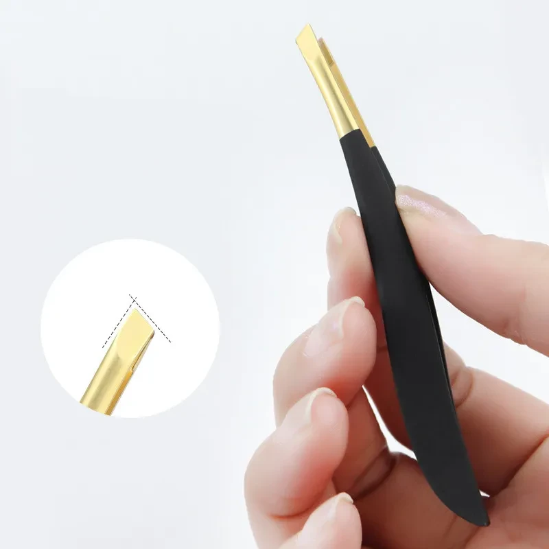 Stainless Steel Beauty Tweezers Oblique Eyebrow Clip