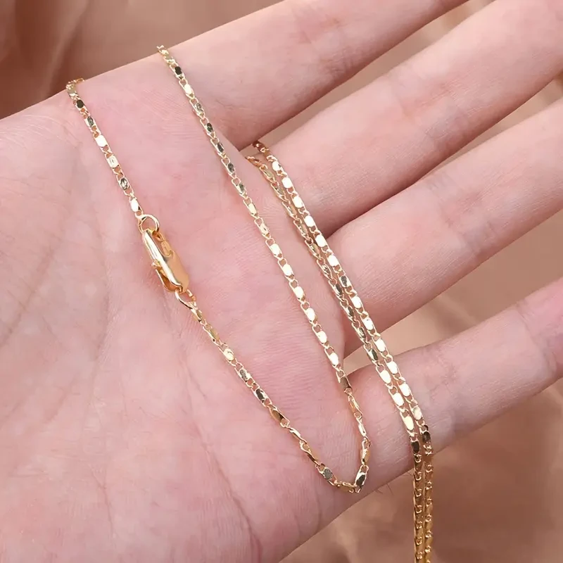 Italian Flat 18K Gold Punk Necklace Chain